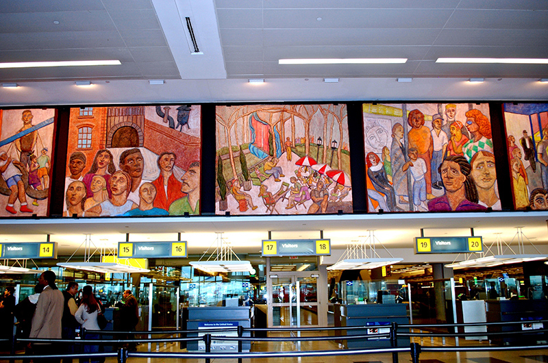 Relief at JFK Airport Terminal Four, Immigration Hall